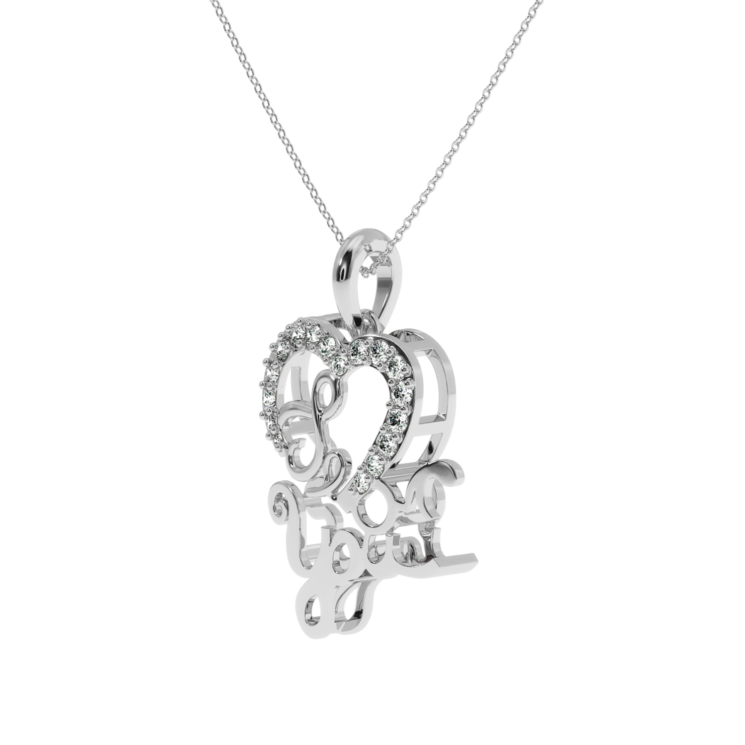Solitairekart Scripted Heart of Love 0.18ct Lab Grown Diamond Pendant