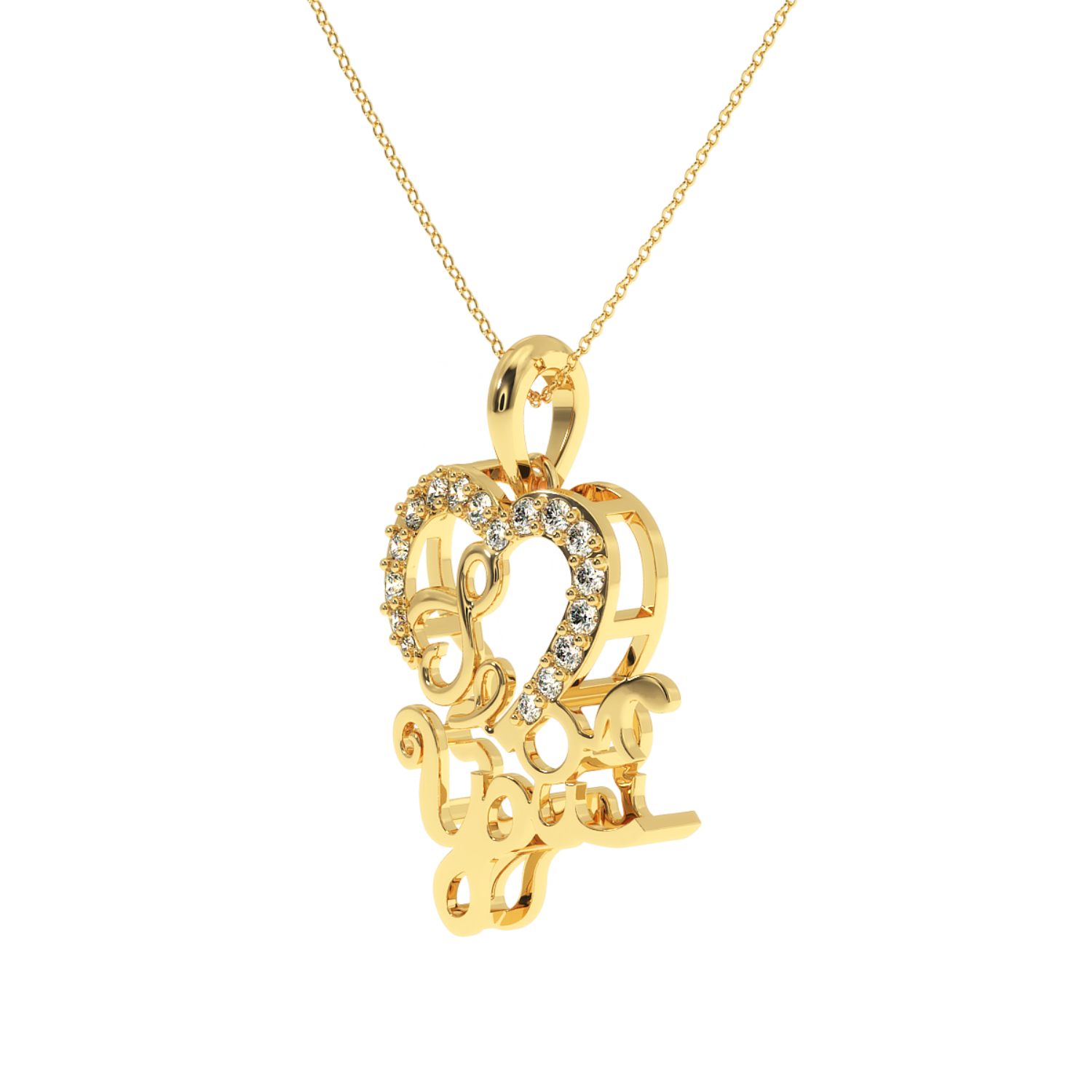 Buy Scripted Heart of Love Diamond Pendant | Solitairekart