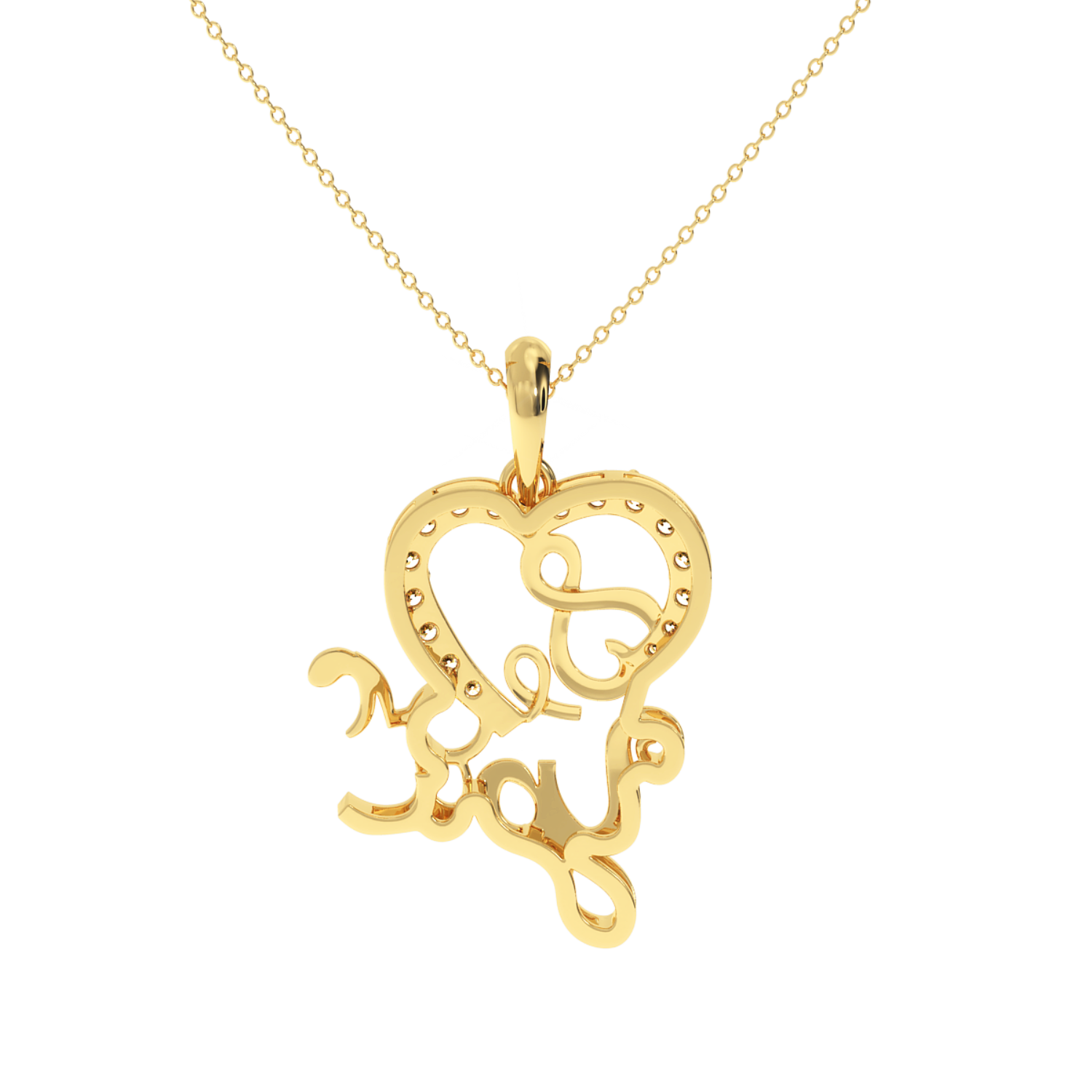 Solitairekart Scripted Heart of Love 0.18ct Lab Grown Diamond Pendant