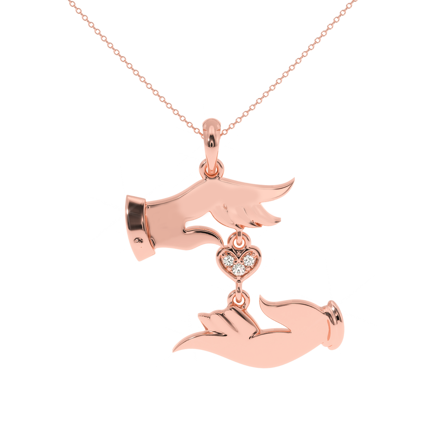 Solitairekart 0.02 Carat Hands of Love Pendant, Lab Grown Diamond