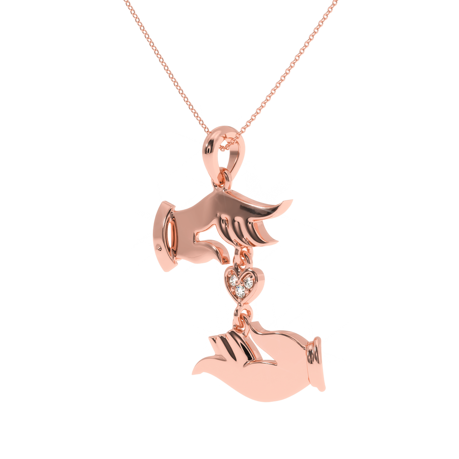 Solitairekart 0.02 Carat Hands of Love Pendant, Lab Grown Diamond