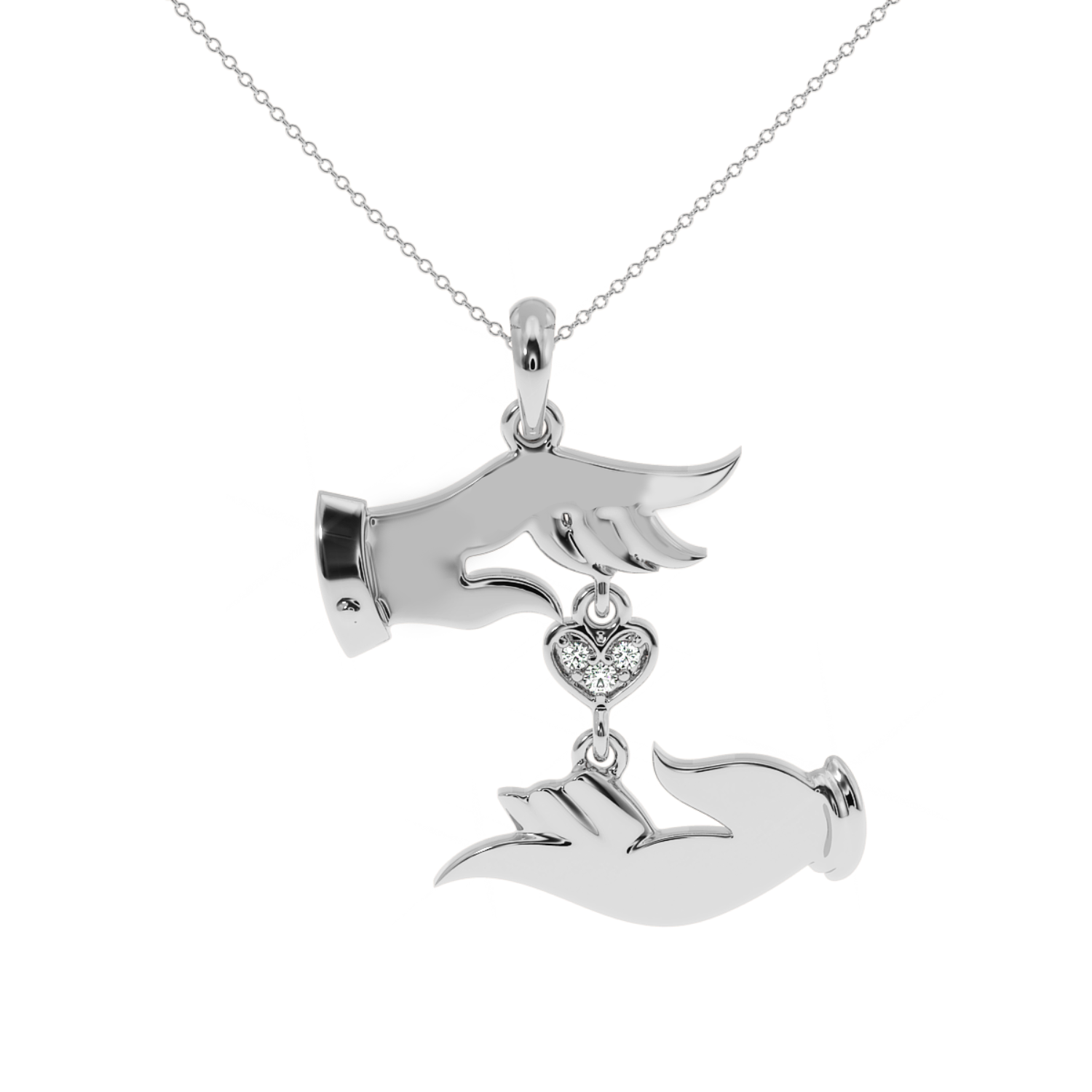 Solitairekart 0.02 Carat Hands of Love Pendant, Lab Grown Diamond