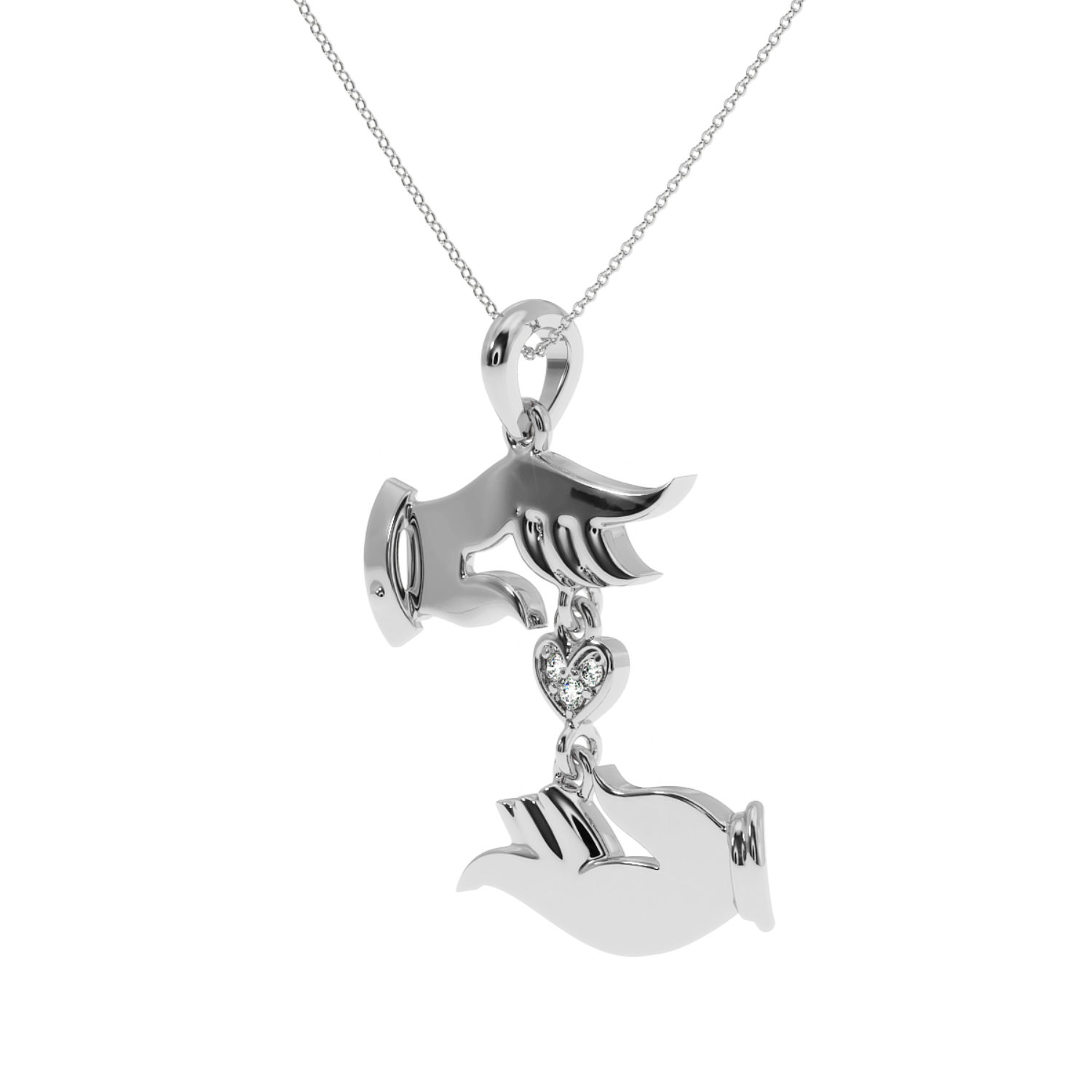 Solitairekart 0.02 Carat Hands of Love Pendant, Lab Grown Diamond