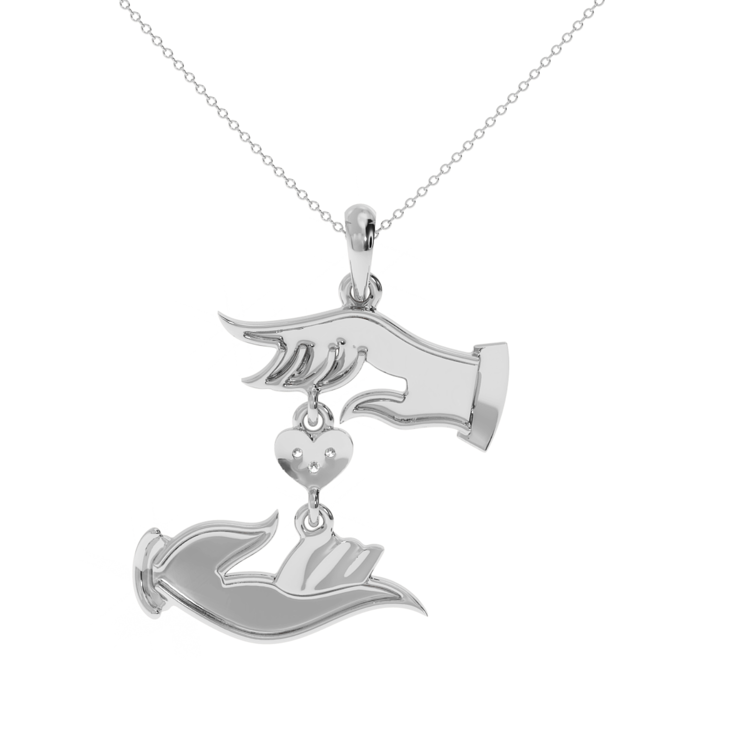 Solitairekart 0.02 Carat Hands of Love Pendant, Lab Grown Diamond