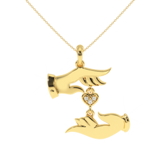 Solitairekart 0.02 Carat Hands of Love Pendant, Natural Diamond, HI Color, VS-SI Clarity, Perfect Gift of Love