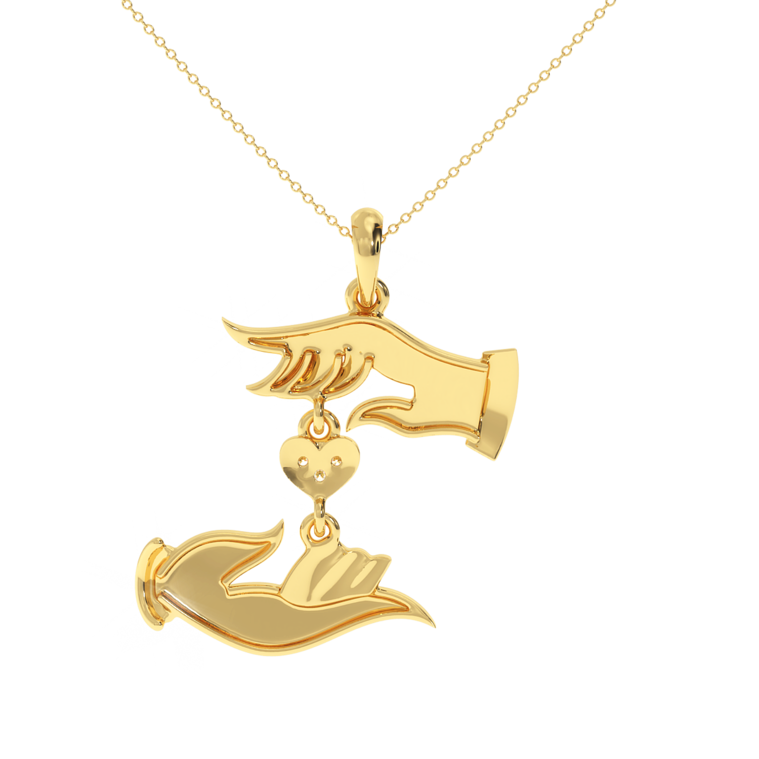 Solitairekart 0.02 Carat Hands of Love Pendant, Lab Grown Diamond