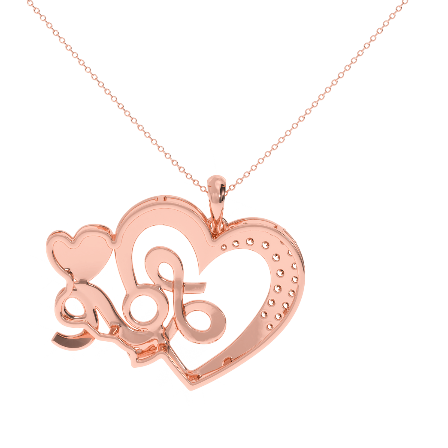 0.19 Carat Love Script Natural Diamond Heart Pendant