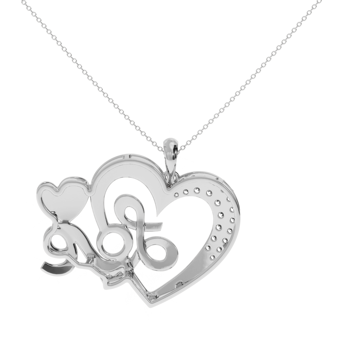 0.19 Carat Love Script Natural Diamond Heart Pendant