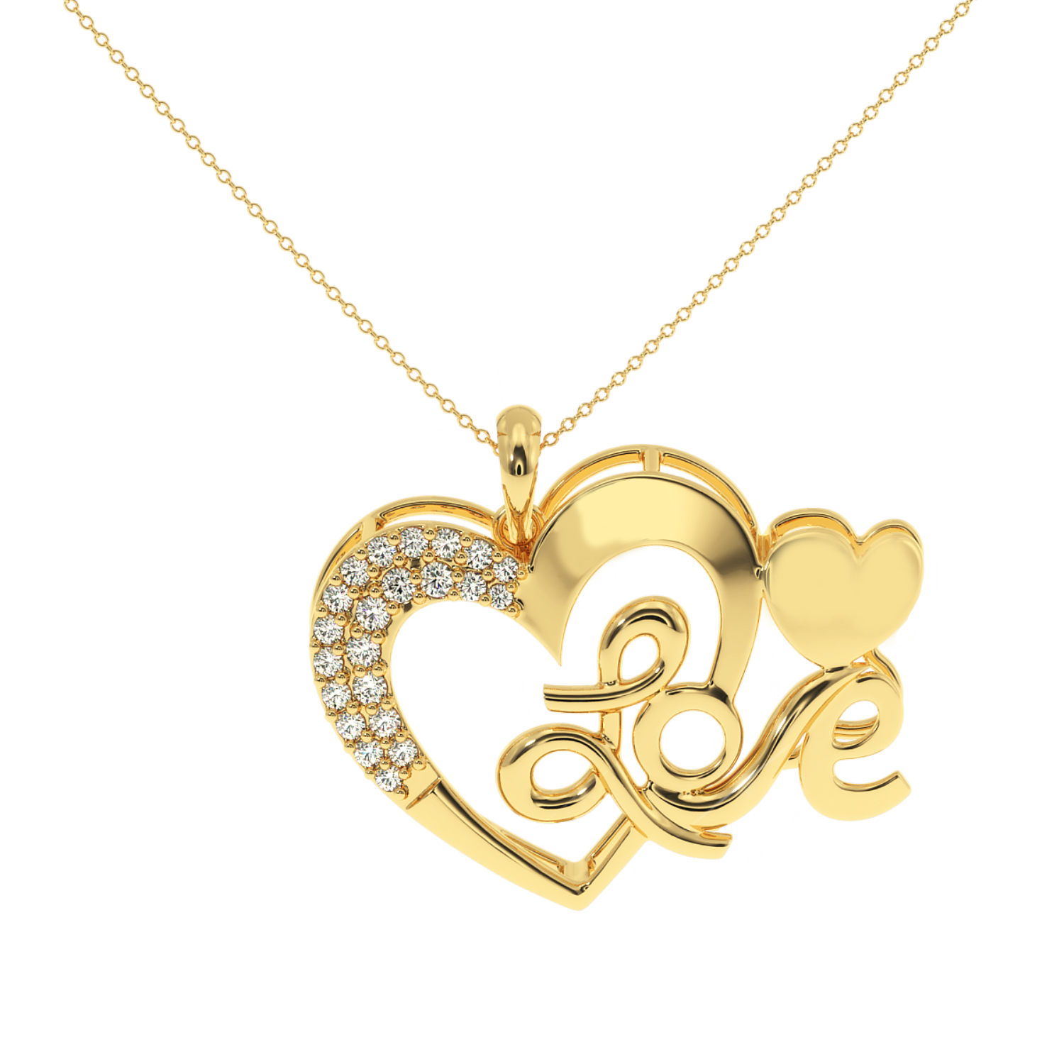 0.19 Carat Love Script Natural Diamond Heart Pendant