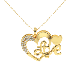 Solitairekart 0.19 Carat Love Script Heart Pendant-Natural Diamond, GH Color, SI Clarity