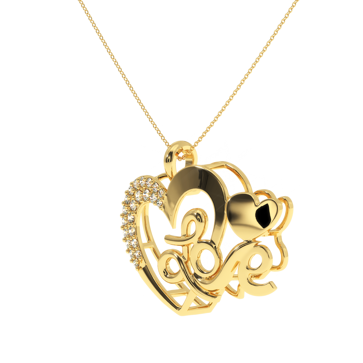 0.19 Carat Love Script Natural Diamond Heart Pendant