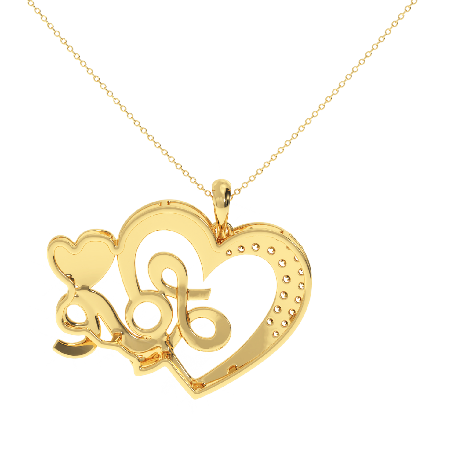 0.19 Carat Love Script Natural Diamond Heart Pendant