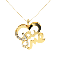 Solitairekart You & Me Diamond Heart Pendant - 0.21 Carat Natural Diamond GH Color, SI Clarity