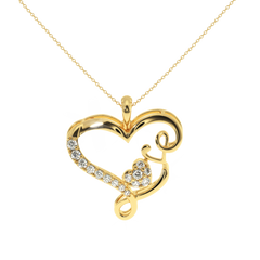 Solitairekart Love Pendant - 0.21 Carat Natural Diamond GH Color, VS Clarity