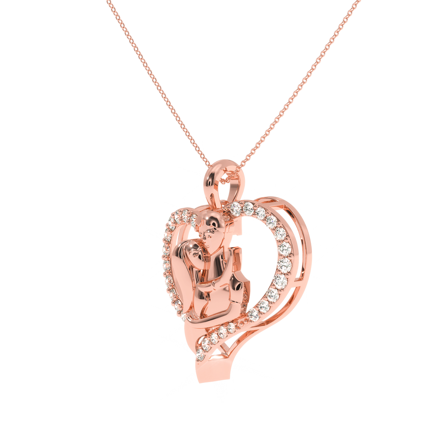 0.28 Ct Girl & Boy Natural Diamond Pendant | SOLITAIREKART