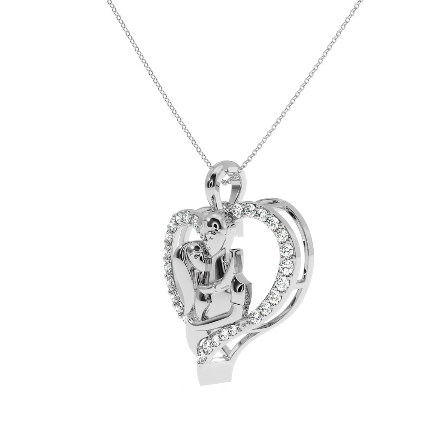 0.28 Ct Girl & Boy Natural Diamond Pendant | SOLITAIREKART