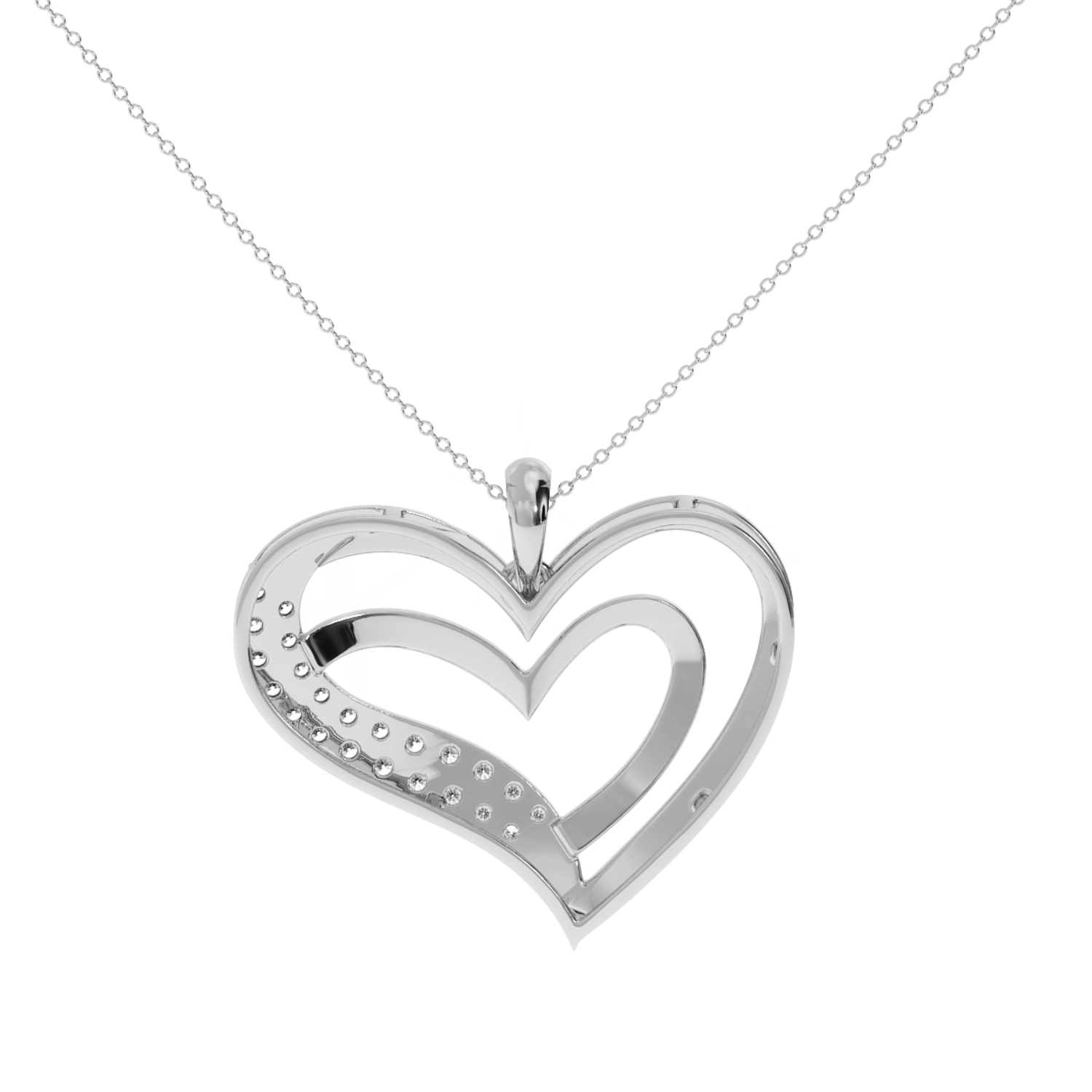Double Heart Pendant 0.22ct Natural Diamond Solitairekart