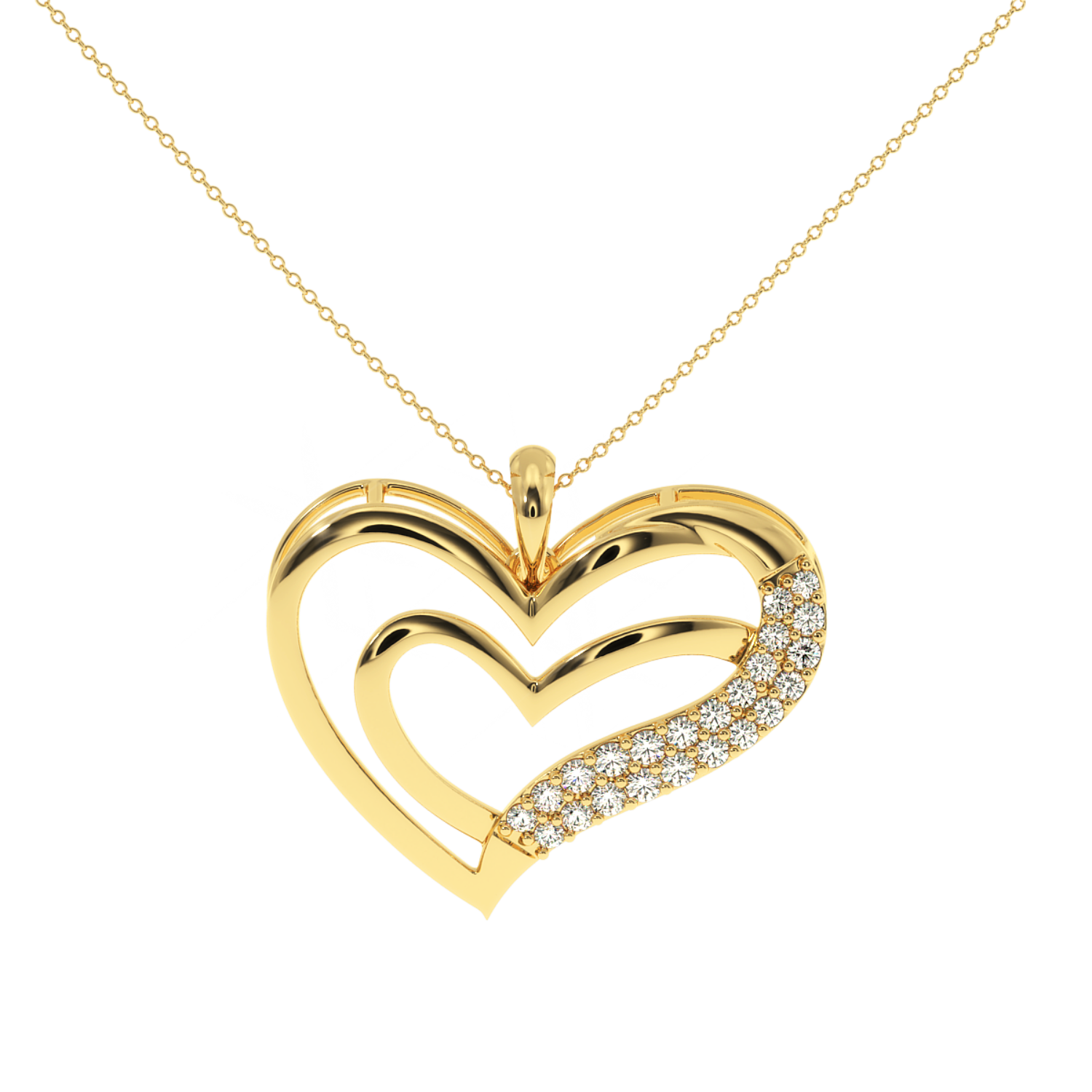 Double Heart Pendant 0.22ct Natural Diamond Solitairekart