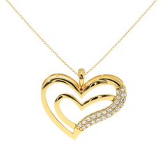Solitairekart Diamond Accent Double Heart Pendant - 0.22 Carat Lab Diamond