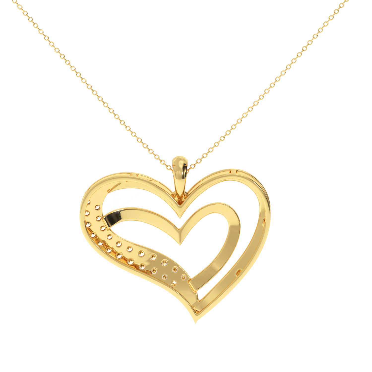 Double Heart Pendant 0.22ct Natural Diamond Solitairekart