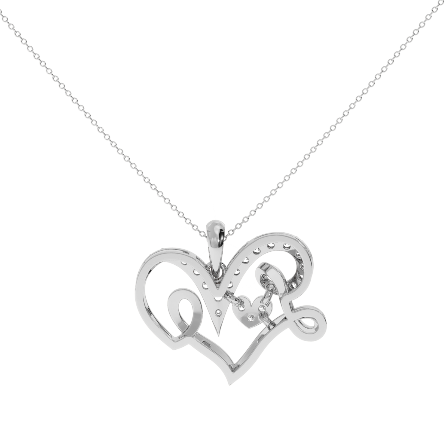 0.24ct Accented Love Script Heart Natural Diamond Pendant
