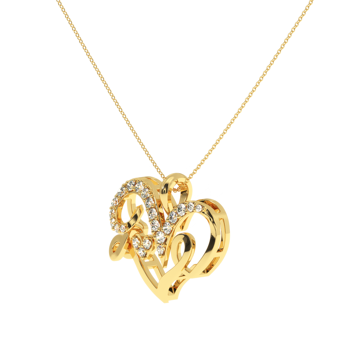 0.24ct Accented Love Script Heart Natural Diamond Pendant