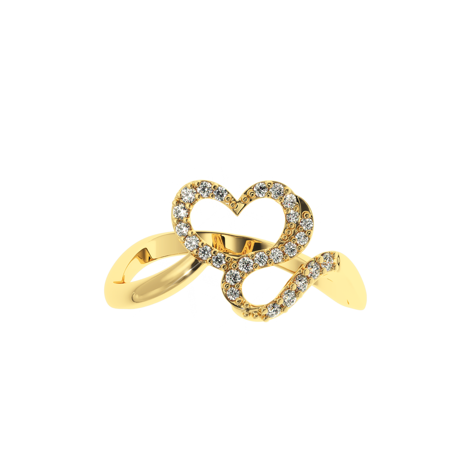 0.20 CT Lab Grown Diamond Snake Heart Ring – 14K Gold