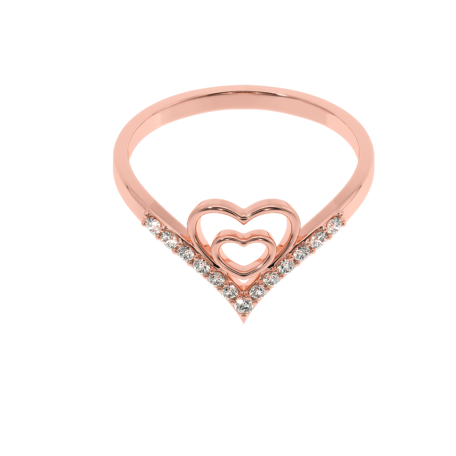 Solitairekart–Heart in Heart Lab Diamond Ring 0.16ct 14K YG