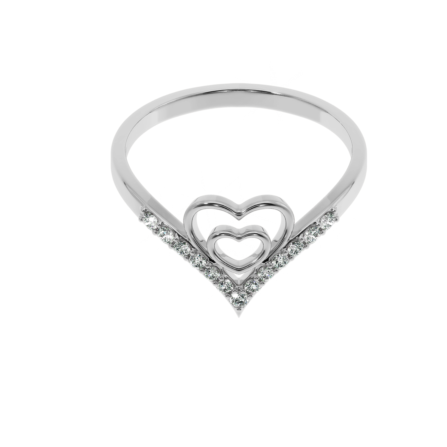 Solitairekart–Heart in Heart Lab Diamond Ring 0.16ct 14K YG