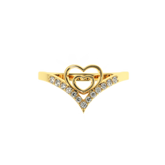 Solitairekart – 0.16 CT Double Heart Lab Diamond Ring | 14K Yellow Gold
