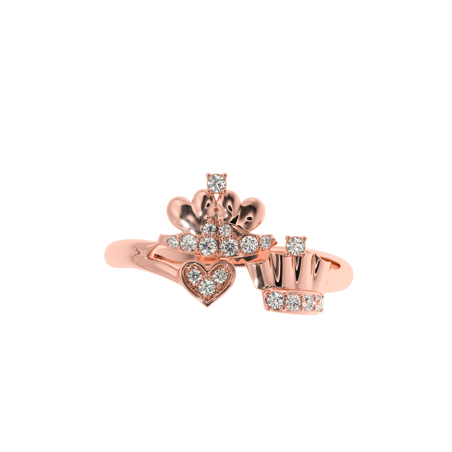 Solitairekart King & Queen Lab Diamond Ring 0.15ct in 14K YG