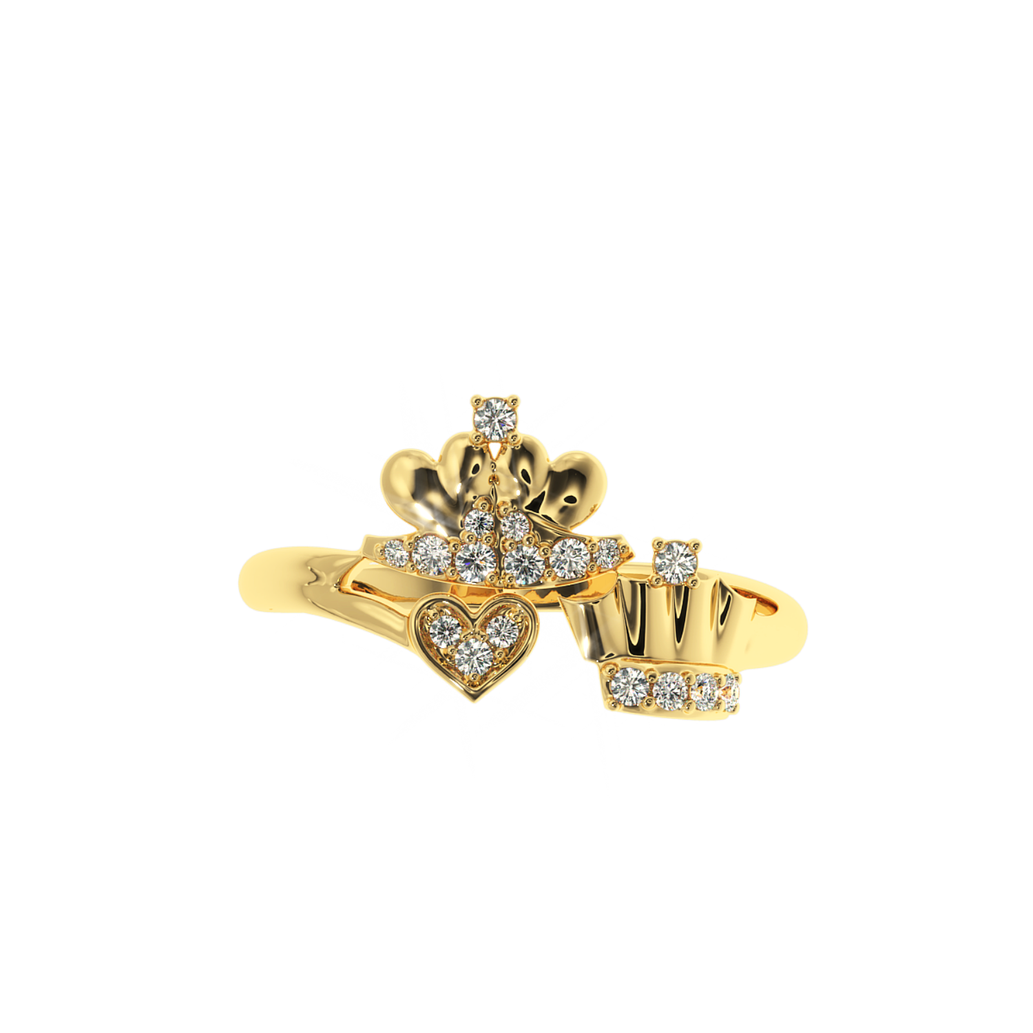 Solitairekart King & Queen Lab Diamond Ring 0.15ct in 14K YG