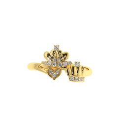 Solitairekart-0.15ct King & Queen Love Lab Grown Diamond Ring in 14K Yellow Gold