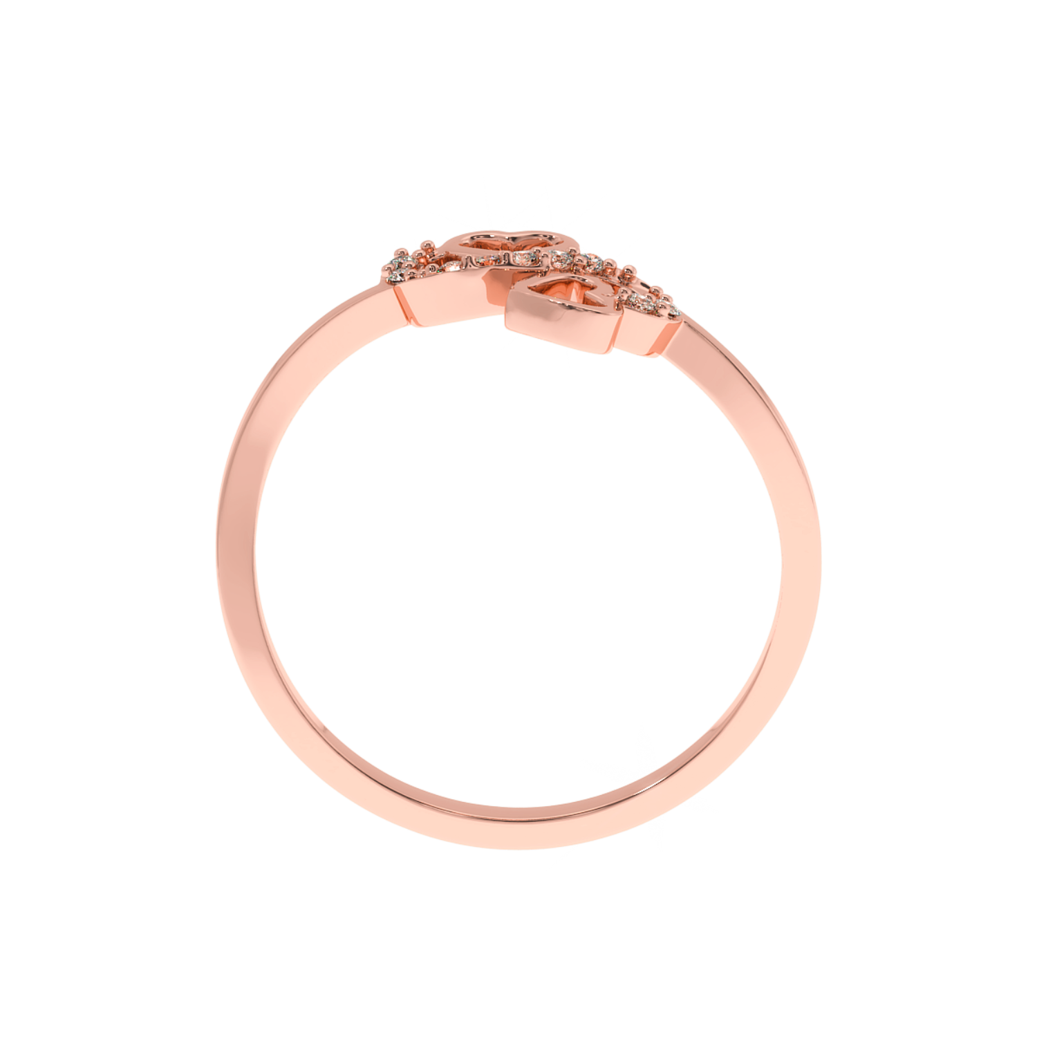 Solitairekart-0.05 CT Lab Diamond Double Heart Ring