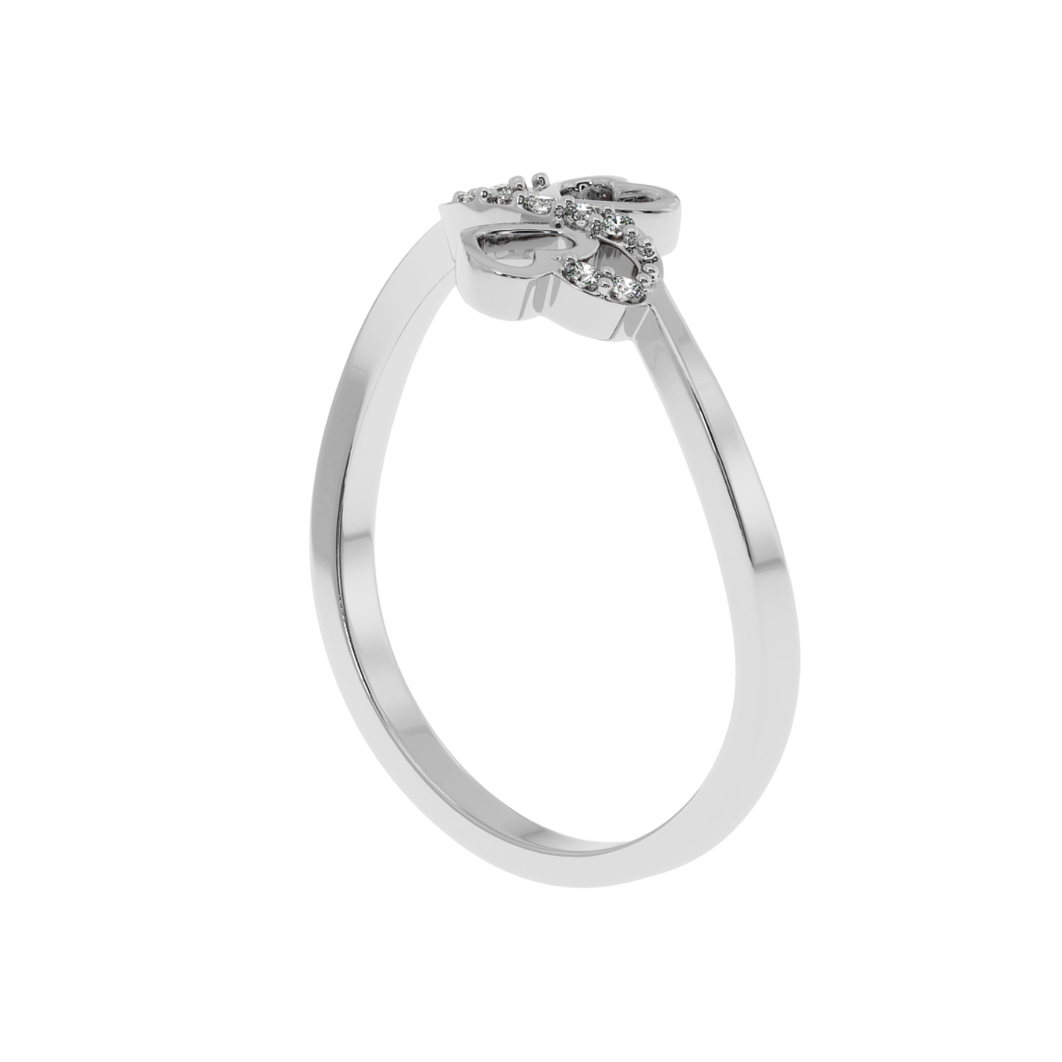 Solitairekart-0.05 CT Lab Diamond Double Heart Ring