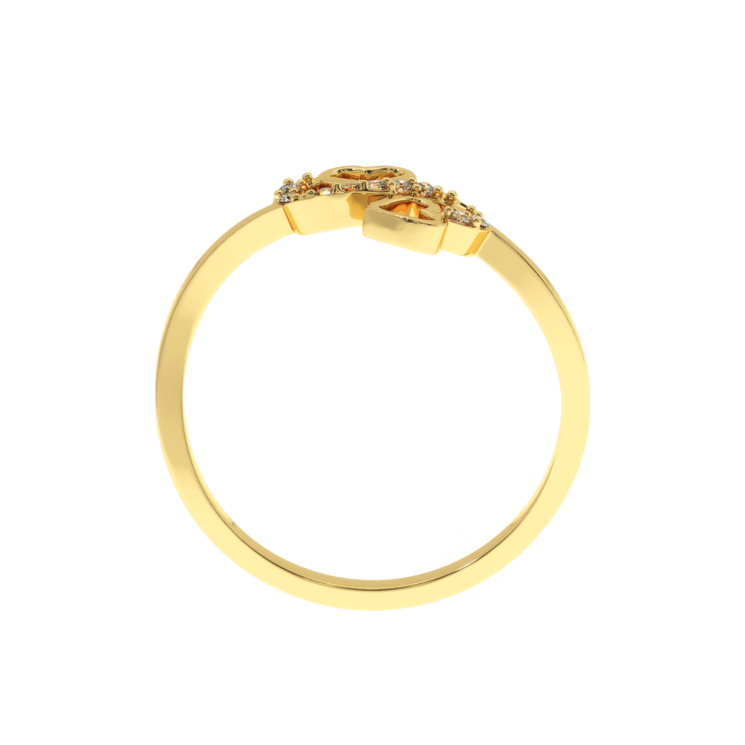 Solitairekart-0.05 CT Lab Diamond Double Heart Ring