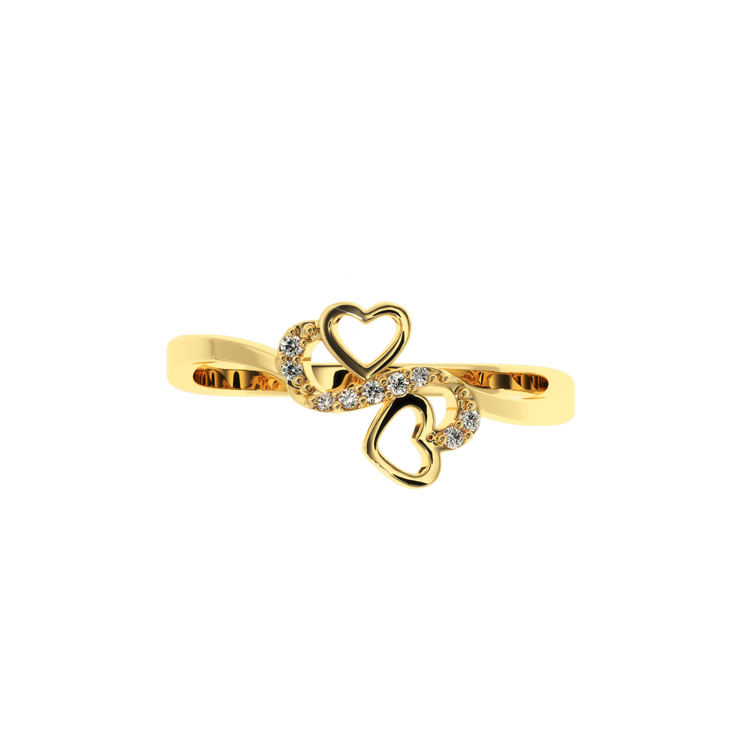 Solitairekart-0.05 CT Lab Diamond Double Heart Ring