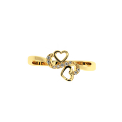 Solitairekart-0.05 CT Lab Grown Diamond Double Heart Ring in 14K Yellow Gold