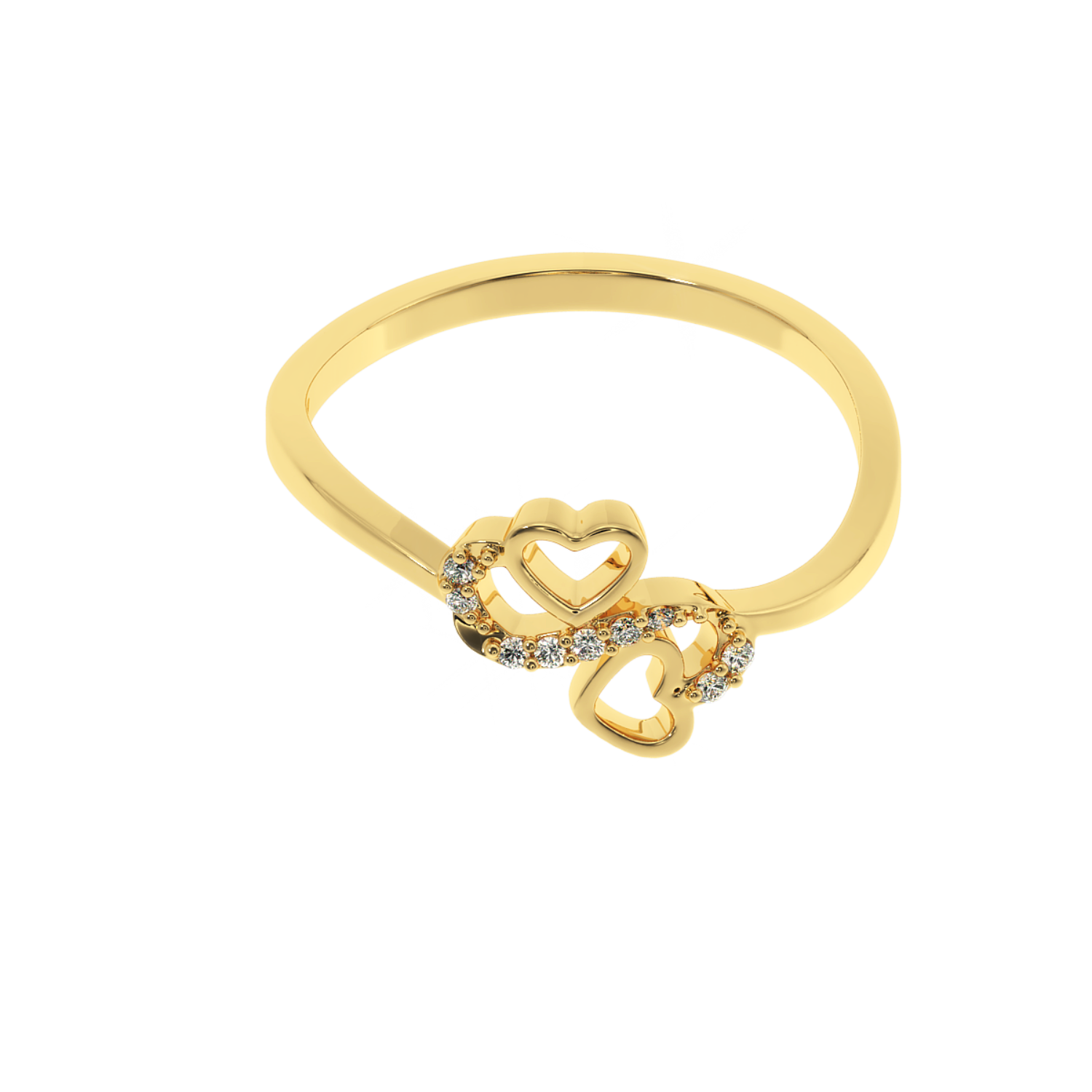 Solitairekart-0.05 CT Lab Diamond Double Heart Ring