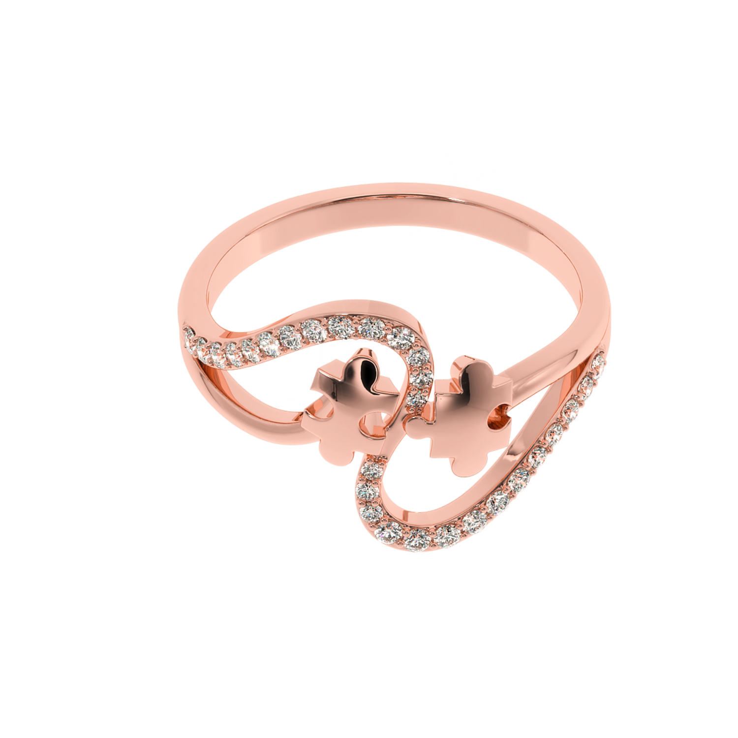 Solitairekart - 0.25 CT Lab Diamond Puzzle Ring in 14K Gold