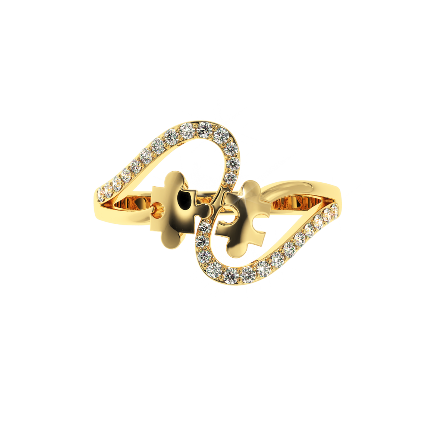 Solitairekart - 0.25 CT Lab Diamond Puzzle Ring in 14K Gold