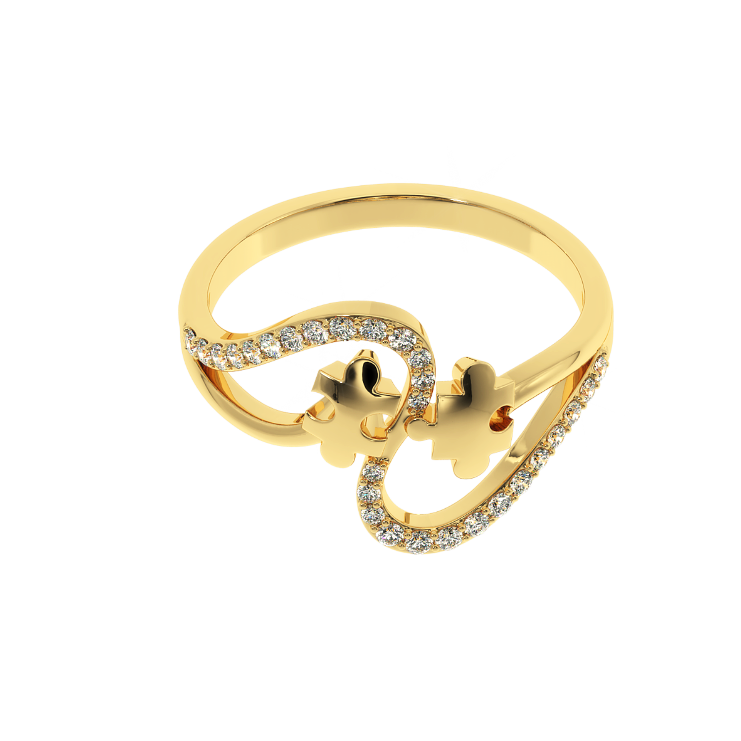 Solitairekart - 0.25 CT Lab Diamond Puzzle Ring in 14K Gold