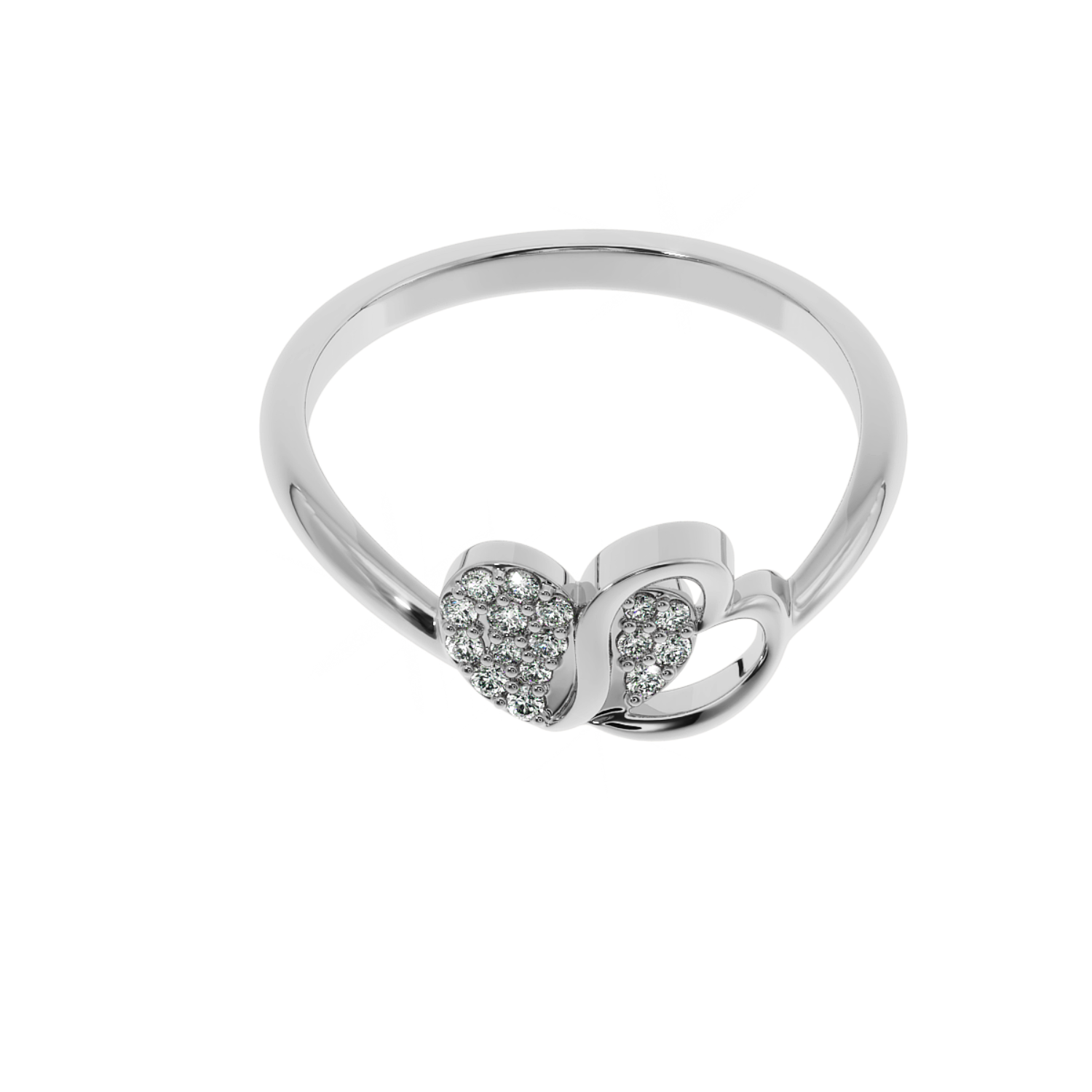 0.12 CT Eternal Love Duo Heart Diamond Ring – 14K Gold