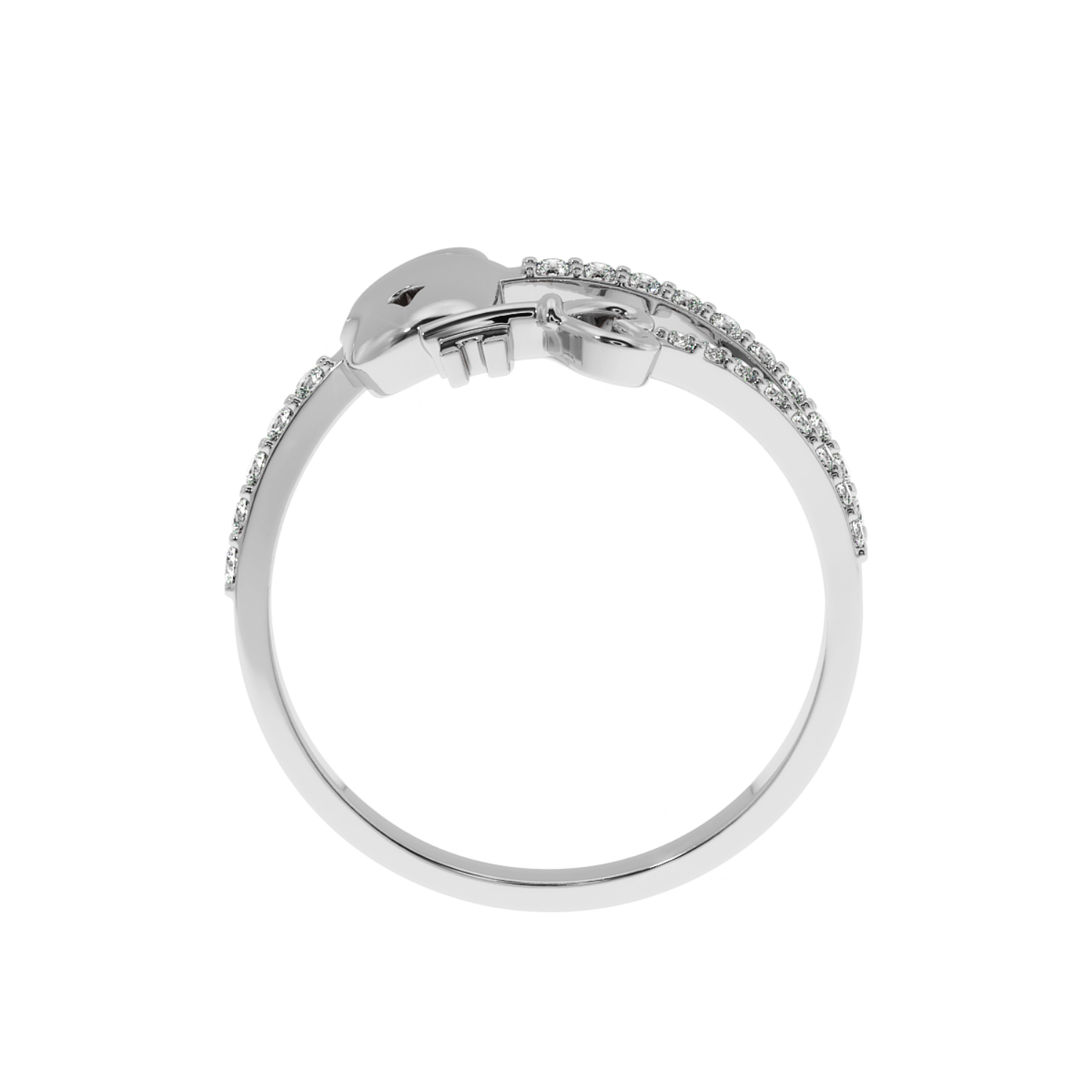 0.22 CT Lock & Key Lab Diamond Ring in 14K Gold