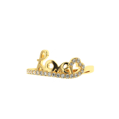 Solitairekart – 0.19 CT Lab Grown Diamond Love Script Heart Ring in 14K Yellow Gold
