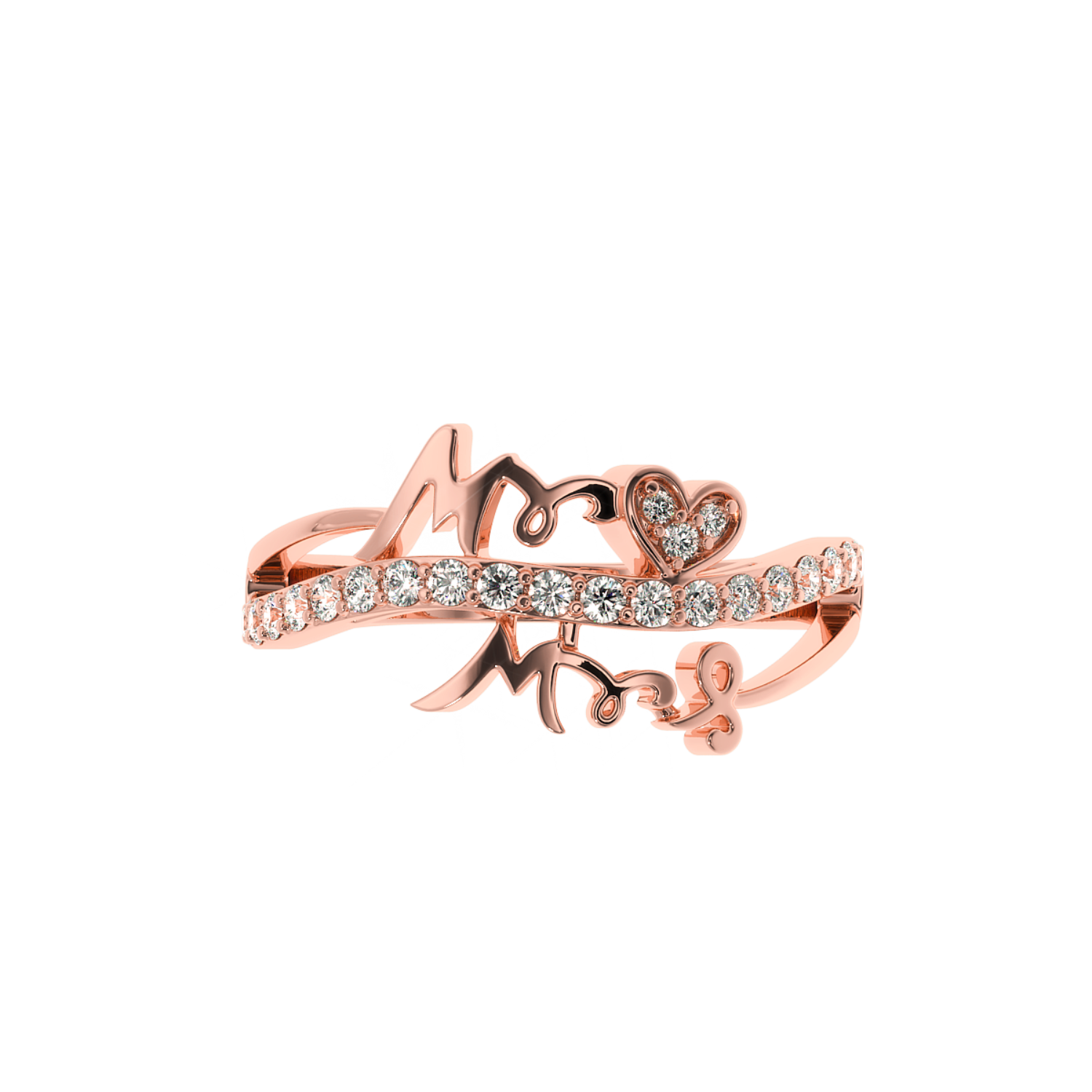 Solitairekart-Mr & Mrs Heart Ring 0.29ct Lab Diamond 14K YG