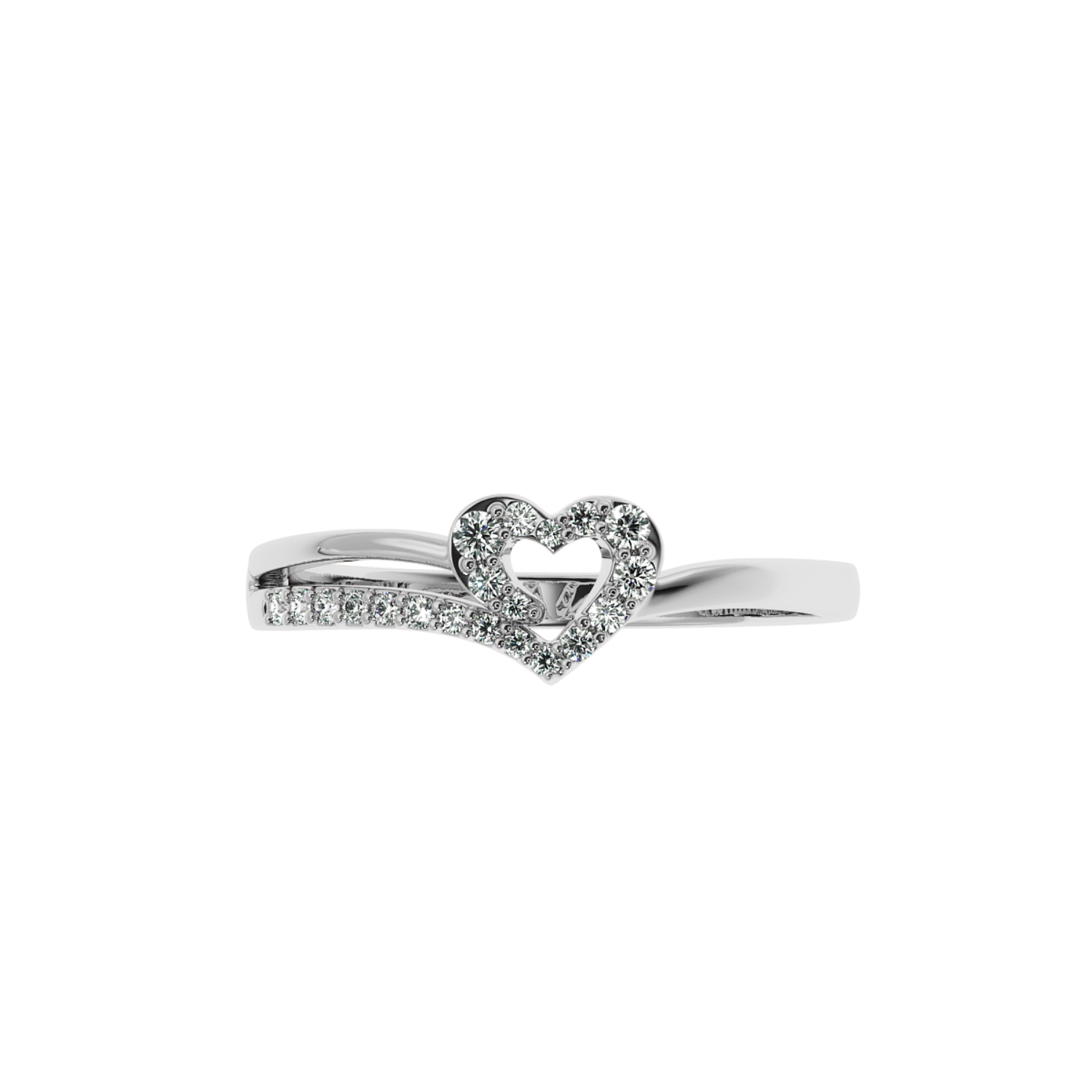 Solitairekart-0.15 CT Lab Grown Diamond Heart Outline Ring