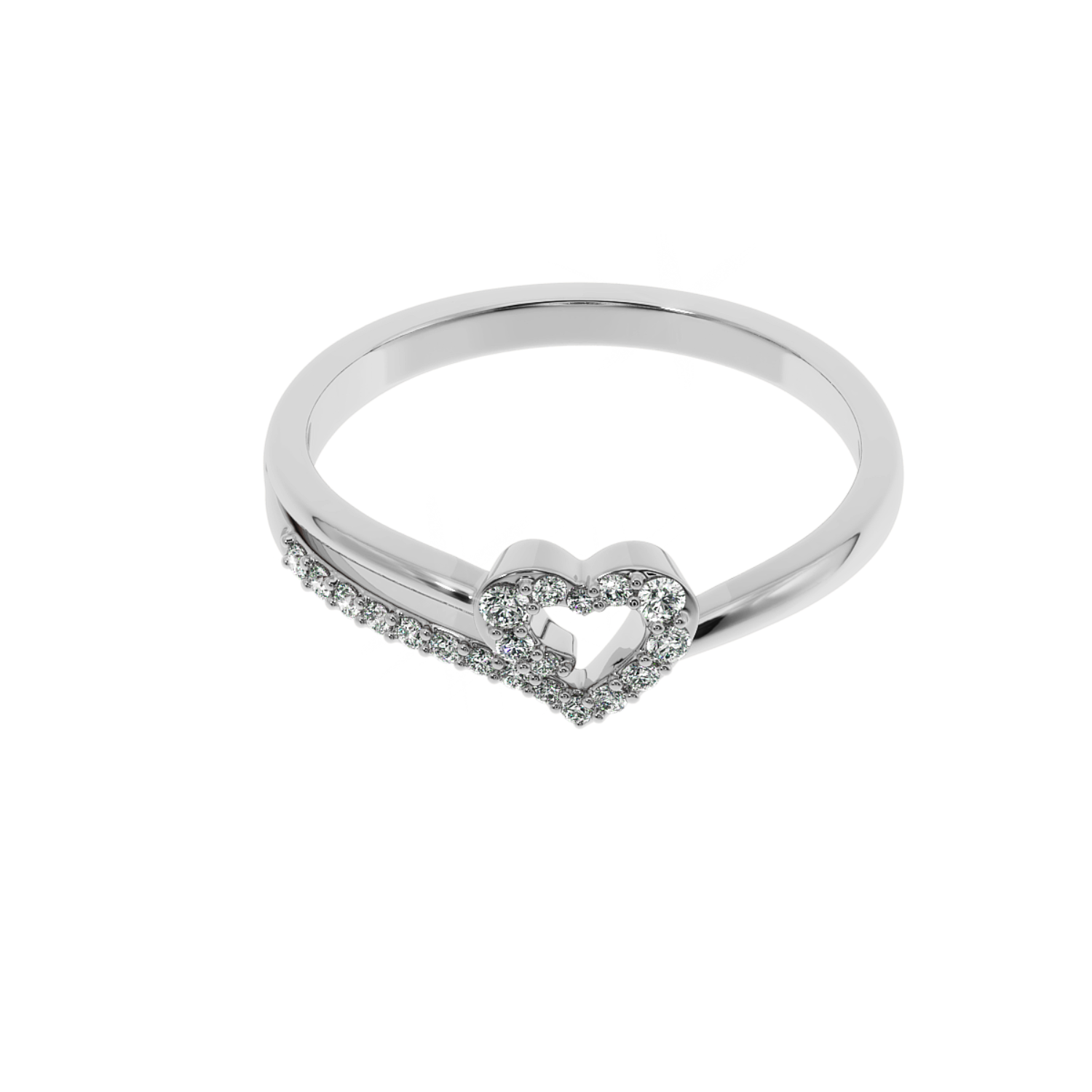 Solitairekart-0.15 CT Lab Grown Diamond Heart Outline Ring