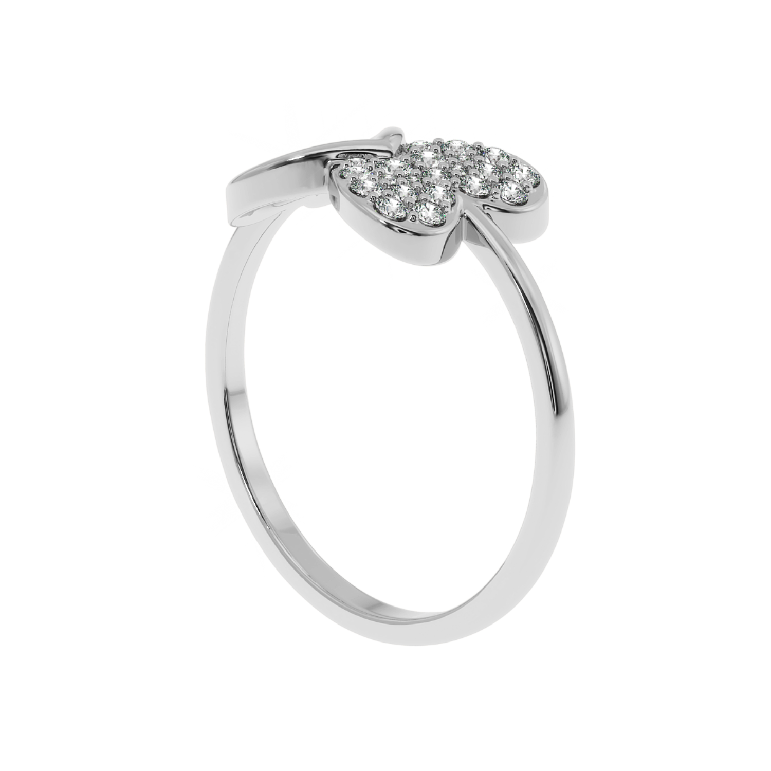 Solitairekart-Double Butterfly Heart Ring 0.23ct Lab Diamond