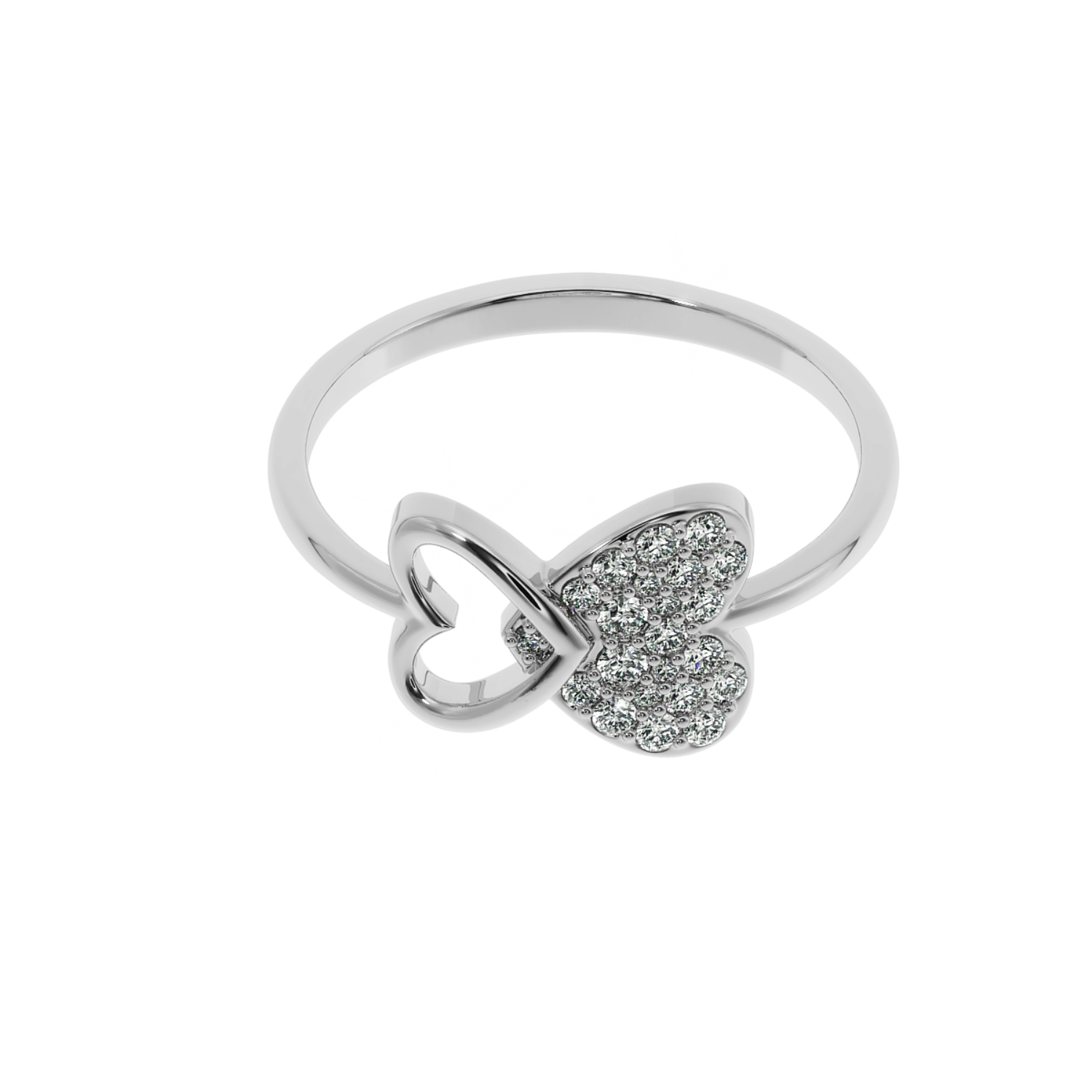 Solitairekart-Double Butterfly Heart Ring 0.23ct Lab Diamond